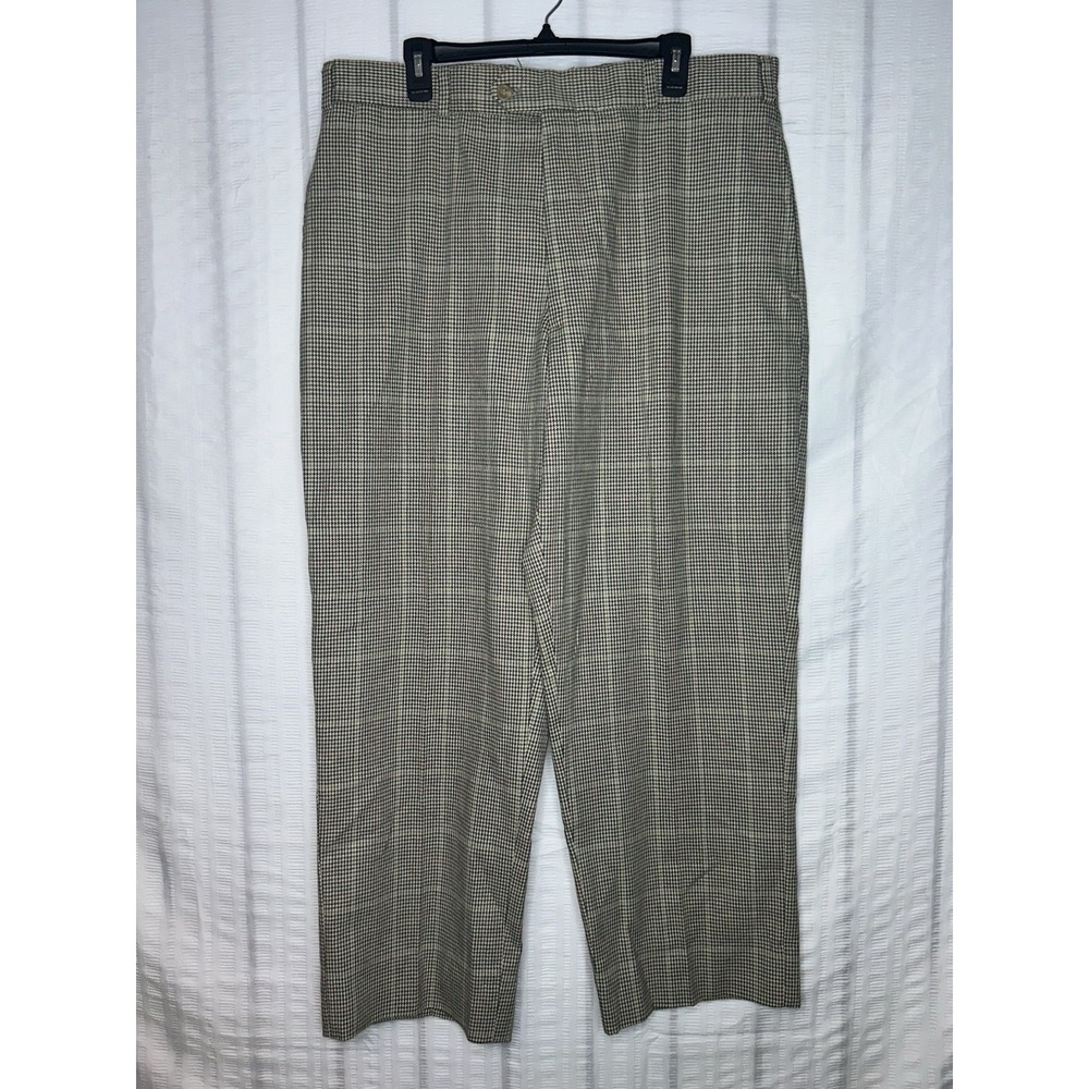 Bills Khakis M1 Olive Houndstooth Plain Tweed Dress Pants Beige Mens 38x30 NEW